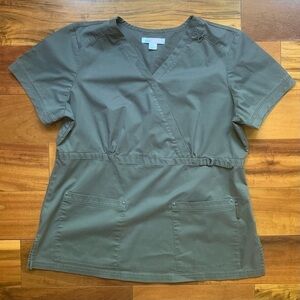 Koi Stretch Grey Adjustable Strap Scrub Top